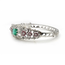 Beautiful Green And Pink Zircon Bracelet In 925 Sterling Silver