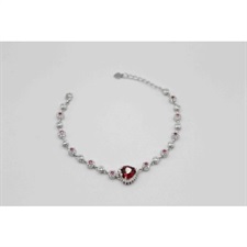 Beautiful heart bracelet with red and white zircon