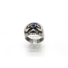 Blue Zircon Silver Ring For Gents