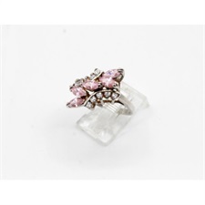 Beautiful Cut Shaped Pink Zircon Silver Ring