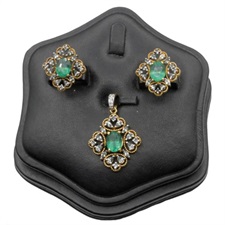 Gold Plated Green Zircon Silver Pendant Set
