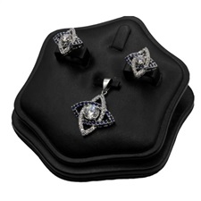 Adorable Blue And White Colored Zircon Silver Pendant Set