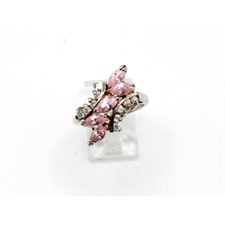 Beautiful Cut Shaped Pink Zircon Silver Ring