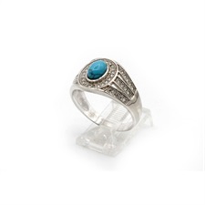 Turquoise Stone Silver Ring For Gents