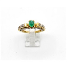 Two Tones With Center Green Onyx Ring