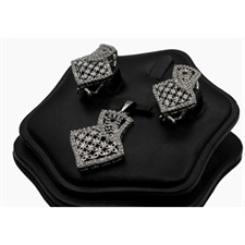 Blue And White Colored Zircon Beautiful Silver Pendant Set