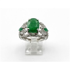 Beautiful Green Zircon Covered By White Zircon Ring