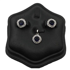Centered Blue Zircon Silver Pendant Set