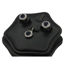 Centered Blue Zircon Silver Pendant Set