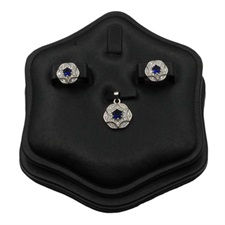 Centered Blue Zircon Silver Pendant Set