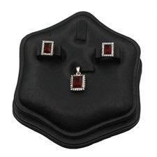 Red Zircon Silver Pendant Set