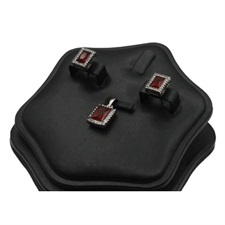 Red Zircon Silver Pendant Set
