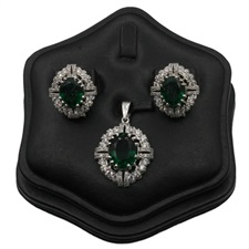 Green Zircon Silver Pendant Set