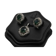 Green Zircon Silver Pendant Set