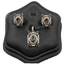Coffee Color Zircon Silver Pendant Set
