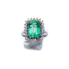 Natural Panjshir And Diamond Ring In 18kt Whit Gold