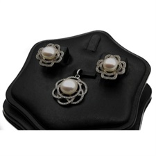 Beautiful Genuine Fresh Water Cultured Pearl Silver Pendant Set
