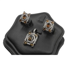 Coffee Color Zircon Silver Pendant Set