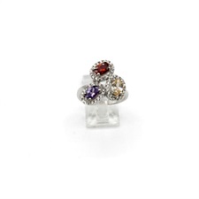 Red, Purple And Champagne Zircon Ring