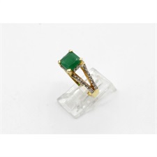 Two Tones With Center Green Onyx Ring