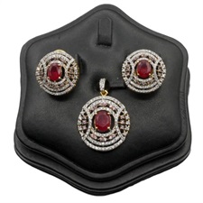 Two Tone Gold Plated Pendant Set in 925 Sterling Silver