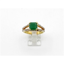 Two Tones With Center Green Onyx Ring