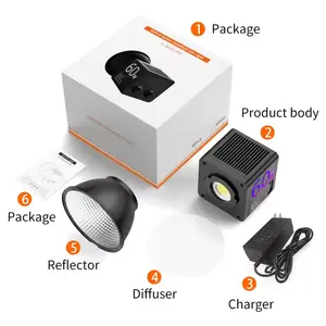 Mamen SL-C60R LED Video BI Color +RGB Light With Built In Battery