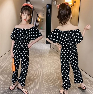 Dot Pattern Girls Jumpsuit