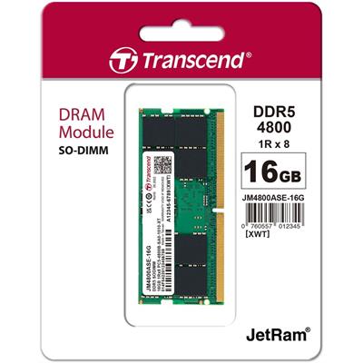 Transcend JetRam 16GB DDR5 4800 SO-DIMM CL40 Laptop RAM Memory Module - JM4800ASE-16G