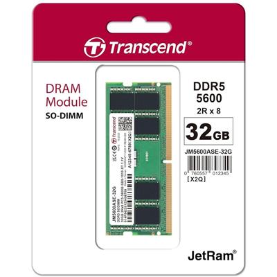 Transcend JetRam 32GB DDR5 5600 SO-DIMM CL46 Laptop RAM Memory Module - JM5600ASE-32G