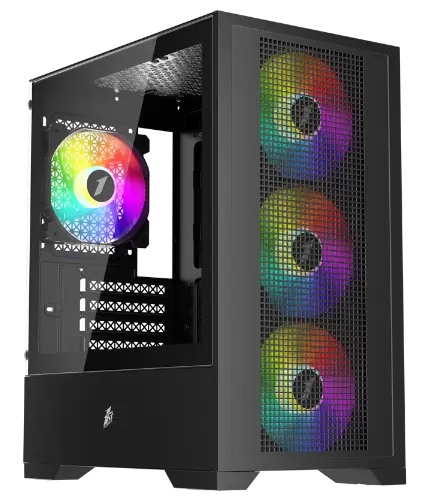 1st Player Go2 RGB Micro-ATX Gaming PC Case - Black