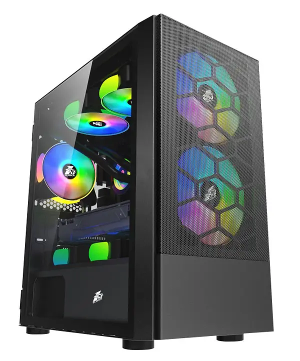 1st Player X4-M Micro-ATX Gaming Case, 3x ARGB Fans Pre-installed - Black