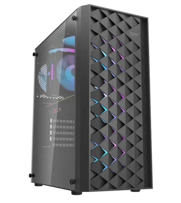 DarkFlash DK351 Mid-Tower ATX Gaming PC Case, 4x ARGB Fans Installed - Black