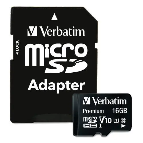 Verbatim 16GB Premium microSDHC Memory Card with Adapter, UHS-I, V10, U1, Class 10