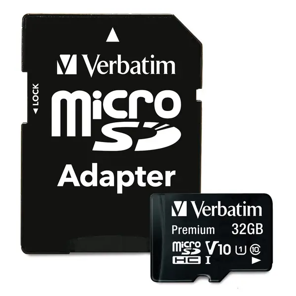 Verbatim 32GB Premium microSDHC Memory Card with Adapter, UHS-I, V10, U1, Class 10