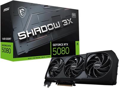 MSI GeForce RTX 5080 16G SHADOW 3X OC 16GB GDDR7 PCI Express 5.0 Graphics Card