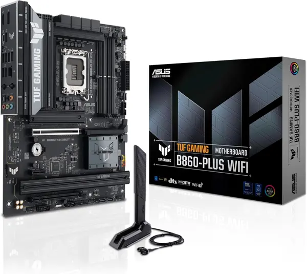 ASUS TUF Gaming B860-PLUS WiFi B860 LGA 1851 ATX Motherboard, Intel® Core™ Ultra Series 2 Ready, Advanced AI PC-Ready, 12+1+2+1 Stages, DDR5,PCIe 5.0, 3X M.2, Wi-Fi 7, 2.5Gb LAN, USB 20Gbps Type-C