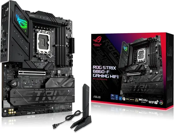 ASUS ROG Strix B860-F Gaming WiFi, ATX Motherboard, PC Ready with Advanced AI, 16+1+2+1 Power Levels, DDR5 Slots, PCIe 5.0, Four M.2 Slots, WiFi 7, Aura Sync RGB Lighting