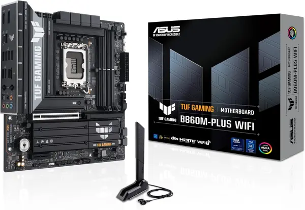 ASUS TUF Gaming B860M-PLUS WiFi B860 LGA 1851 mATX Motherboard, Intel® Core™ Ultra Series 2 Ready, AI PC, 12+1+2+1 80A Stages, DDR5,PCIe 5.0, 3X M.2, Wi-Fi 7, 2.5G LAN, HDMI™, USB 20Gbps Type-C