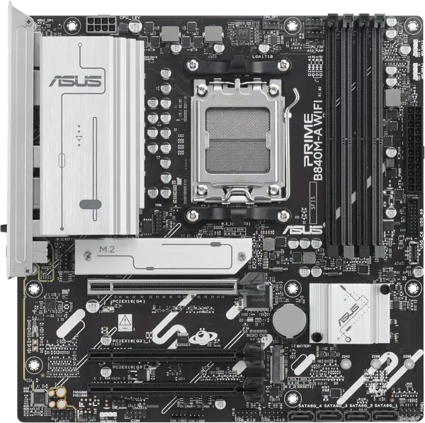 ASUS PRIME B840M-A WIFI-CSM AMD AM5 B840 mATX Motherboard, Advanced AI Ready, DDR5, PCIe 4.0 Ready, 3xM.2 Slots, Wi-Fi 6E