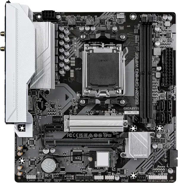 Gigabyte B650M GAMING WIFI6E Motherboard - 5+2+2 Phases VRM, Up to 6400MHz DDR5 (OC), 1 x PCIe 4.0 M.2, 2.5GbE LAN, WiFi 6E, USB 3.2 Gen 1