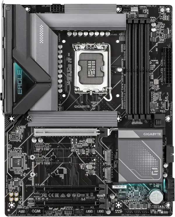 Gigabyte B860 EAGLE WIFI6E Motherboard Intel Core Ultra Series 2, LGA 1851, ATX, DDR5, 3X M.2, PCIe 5.0, USB-C, WIFI6E, 2.5GbE LAN, EZ-Latch