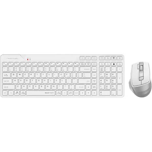 A4Tech Fstyler FB2800C Air2 Bluetooth & Wireless Keyboard & Mouse Combo | Type-C Rechargeable, Dual Mode, Silent Click - White