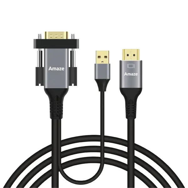 Amaze A835 VGA to HDMI Cable, USB-Powered, 1080p@60Hz, Premium Build Quality, 2m