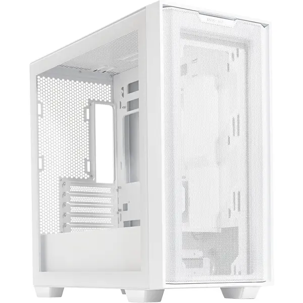 ASUS A21 Micro-ATX Case, 360mm Radiator Support, Porous Front-Panel Mesh - White Edition