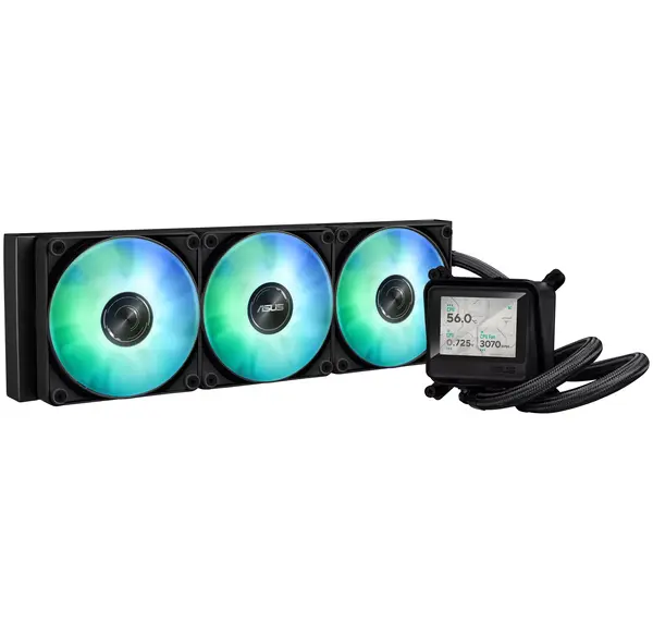 ASUS AYW Gaming LC 360 ARGB LCD AIO CPU Liquid Cooler | Advanced Cooling Performance, Vivid 2.4” IPS Screen, Pre-Installed ARGB Fans and Aura Lighting - Black