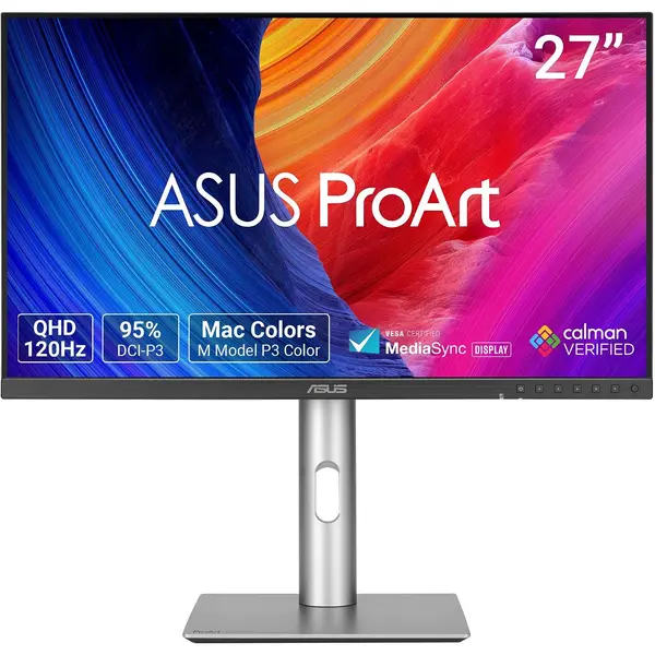 ASUS ProArt Display PA278QGV Gen2  27" IPS QHD 120Hz Professional Monitor – 95% DCI-P3, 100% sRGB, Color Accuracy ΔE < 2, Calman Verified, HDR-10, Light Sync, Ergonomic Stand