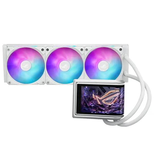 ASUS ROG Ryuo IV ARGB 360mm Gaming Liquid CPU Cooler | 360mm Aluminum Radiator, Curved 6.67" AMOLED Display, Asetek Gen8 V2 Pump, Daisy-Chained ARGB Fans - White