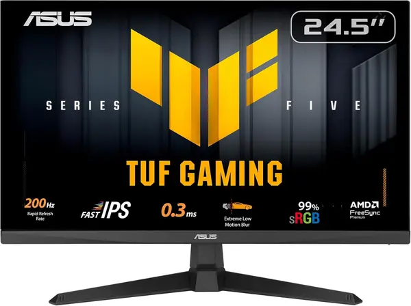 ASUS TUF Gaming VG259Q5A Gaming Monitor – 24.5” 1080P, Full HD, 200Hz, 0.3ms, Fast IPS, Extreme Low Motion Blur, FreeSync Premium, Speakers, DisplayWidget Center
