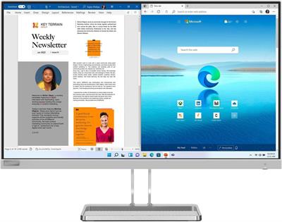 Lenovo L27i-40 Monitor | 27” FHD Resolution, 300 nits Brightness, 100Hz Refresh Rate, AMD FreeSync, HDMI and VGA Ports, Tilt-Adjustable Stand, Low Blue Light, Cloud Grey